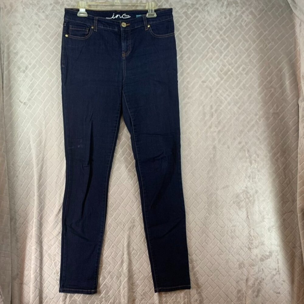 Inc Denim Womans 10 Tall Denim Jeans Blue Skinny Mid Rise Dark Wash Stretch